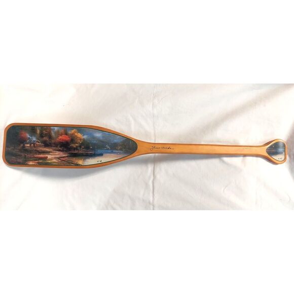 Thomas Kinkade Decorative Oar Paddle "End of a Perfect Day" 98360 2003 w/mounts - Picture 1 of 6